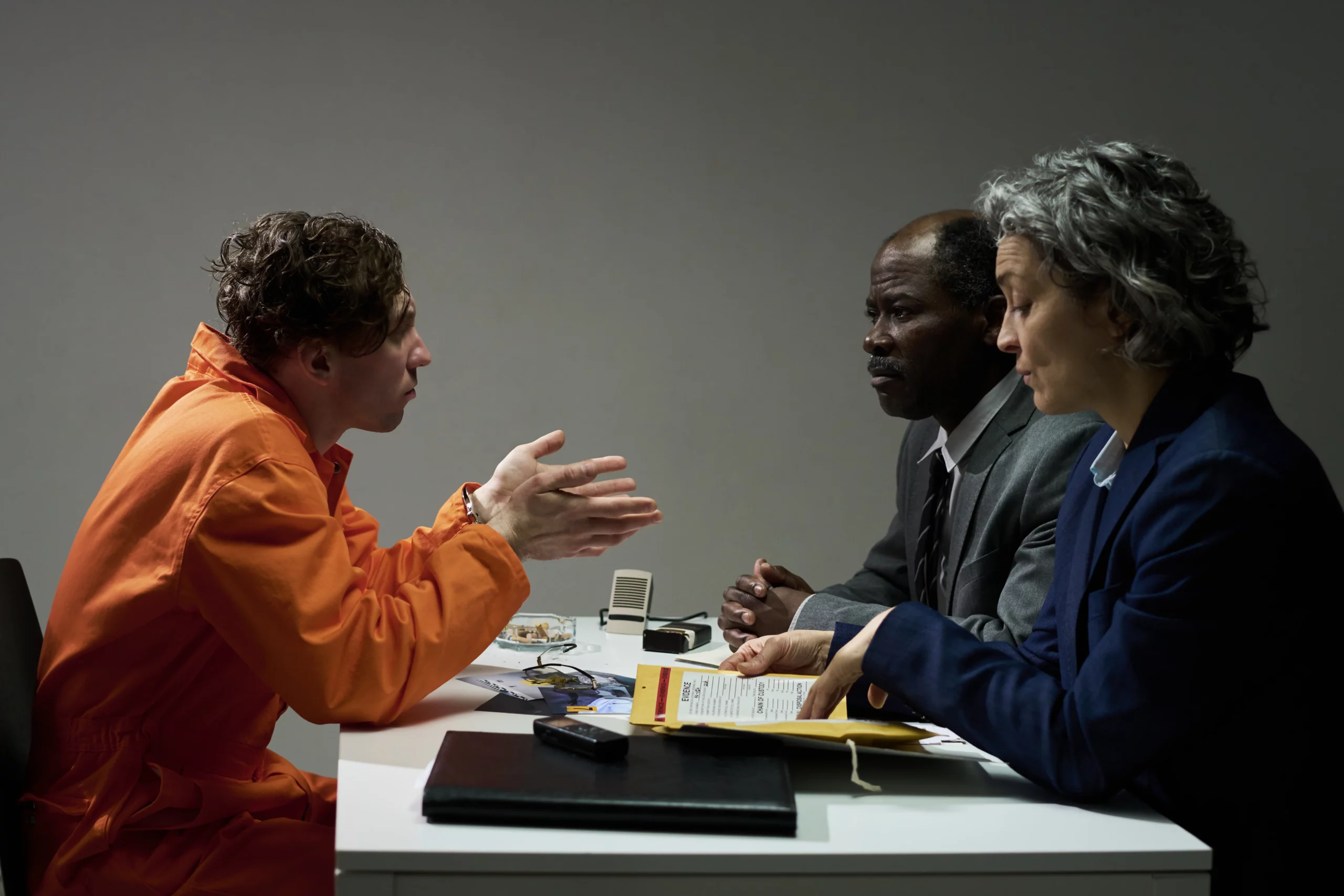 Indiana criminal defense attorney discussing theft burglary or robbery charges with a client